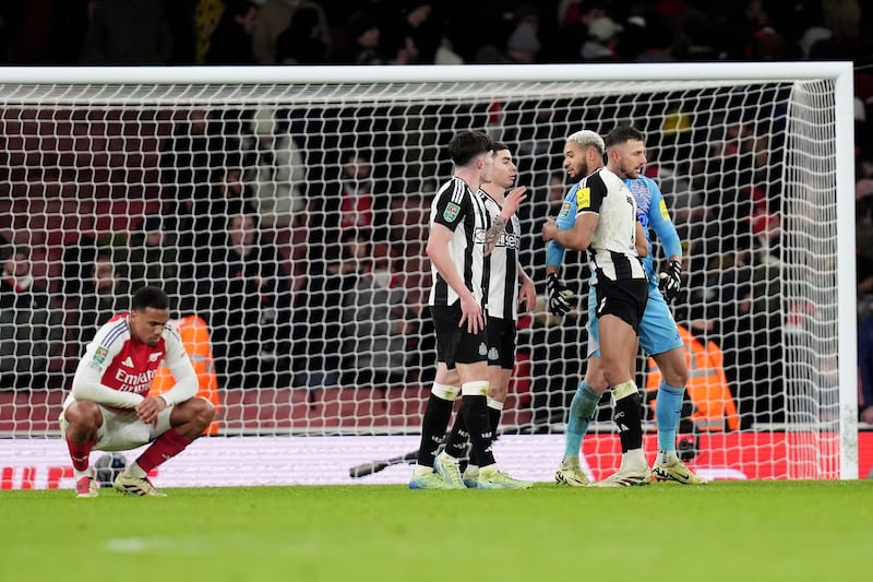 Arsenal trail Newcastle in their Carabao Cup semi-final