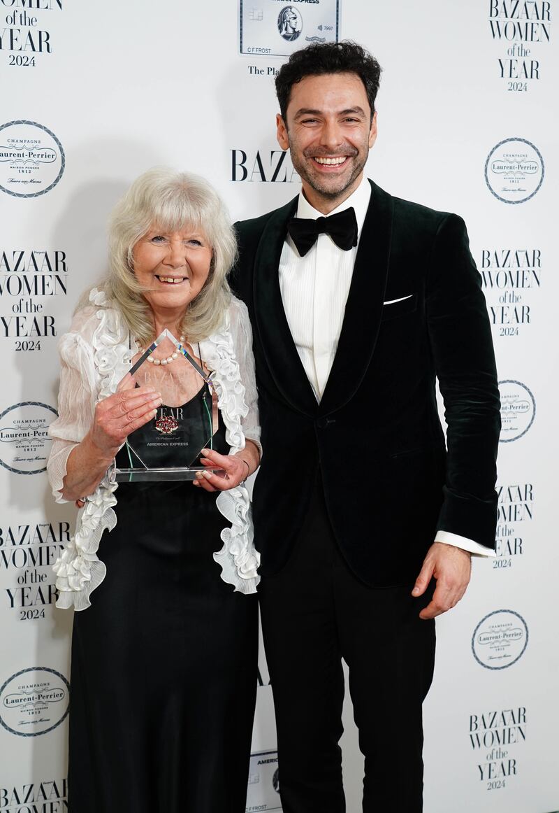 Aidan Turner with Dame Jilly Cooper