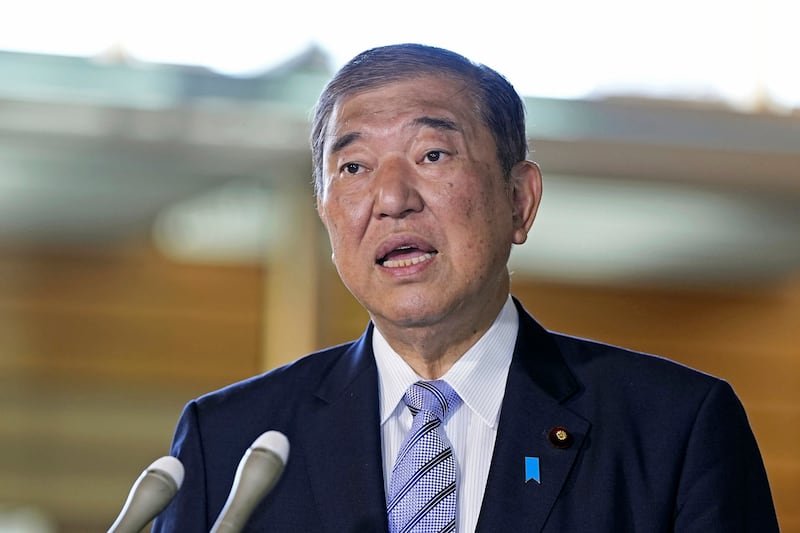 Japan’s Prime Minister Shigeru Ishiba (Kyodo News via AP)