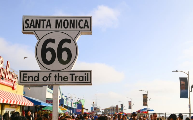 After 2,448 miles from Chicago, the end of the road at Santa Monica in Los Angeles