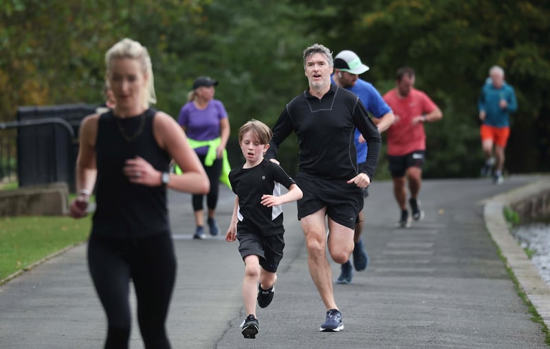 Runners take part in the 20th anniversary parkrun at the Waterworks in  Belfast on Saturday  with hundreds taking part on Saturday.
PICTURE COLM LENAGHAN