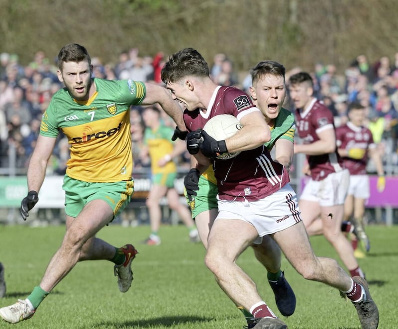 Eoghan Ban Gallagher in action for Donegal during their draw with Galway in the Allianz Football League Division One match in Letterkenny on Sunday Picture: Margaret McLaughlin 