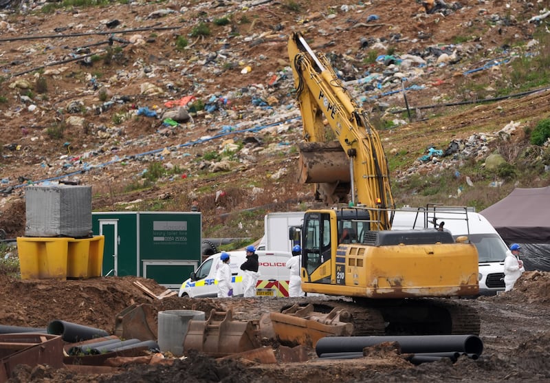 Police officers during the search of a landfill site in Essex