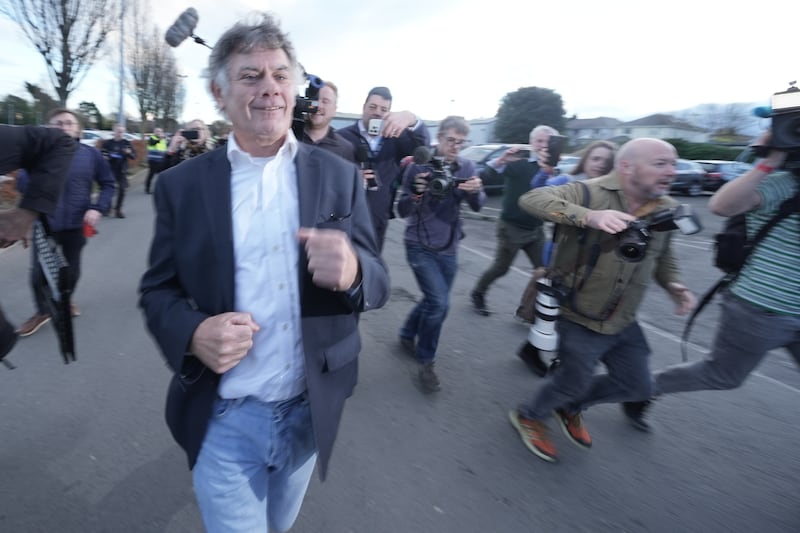 Independent candidate Gerry ‘The Monk’ Hutch leaves the RDS Simmonscourt, Dublin