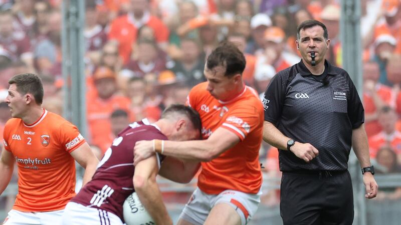 Tyrone  referee Sean Hurson  at the All Ireland Final at Croke Park.
PICTURE COLM LENAGHAN