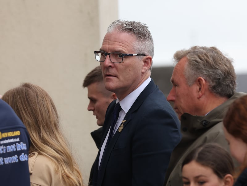 GAA President Jarlath Burns attends the funeral of  Crossmaglen Rangers player Caolan Finnegan during his funeral on Monday, Caolan received a lap of honour at Crossmaglen ground before the funeral at St Patrick’s Church.
PICTURE COLM LENAGHAN