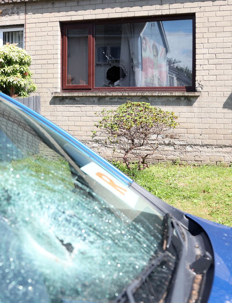 Damage caused to a property in the Erskine Park area  of Ballyclare. A window was  smashed and a vehicle parked outside damaged, when a brick was thrown through the windscreen.
PICTURE COLM LENAGHAN