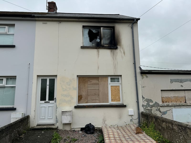 As part of a number of overnight attacks in Larne, an upstairs window was smashed by a petrol bomb and fire damage caused to a bedroom in the Elizabeth Avenue area. PICTURE: MAL MCCANN