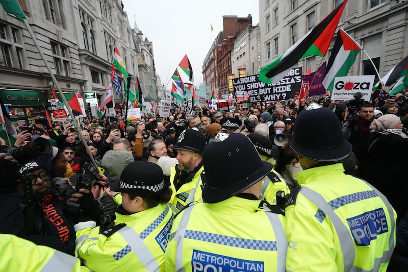 Protesters at Whitehall on Saturday