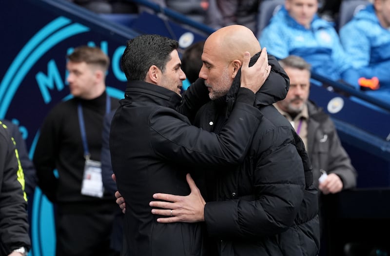 Mikel Arteta (left) and Pep Guardiola have developed a fascinating rivalry
