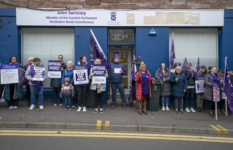 Unison members targeted Mr Swinney’s constituency