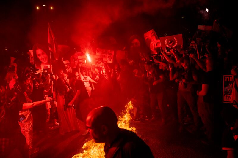 Demonstrators voiced anger at the actions of Israeli Prime Minister Benjamin Netanyahu and his government (Ariel Schalit/AP)