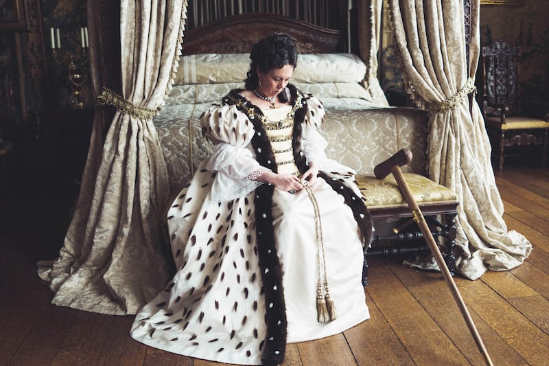 Olivia Colman played Queen Anne in The Favourite, with her dresses designed by Powell