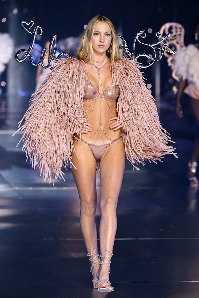 Lila Moss walks the runway during the Victoria’s Secret Fashion Show (Evan Agostini/Invision/AP)