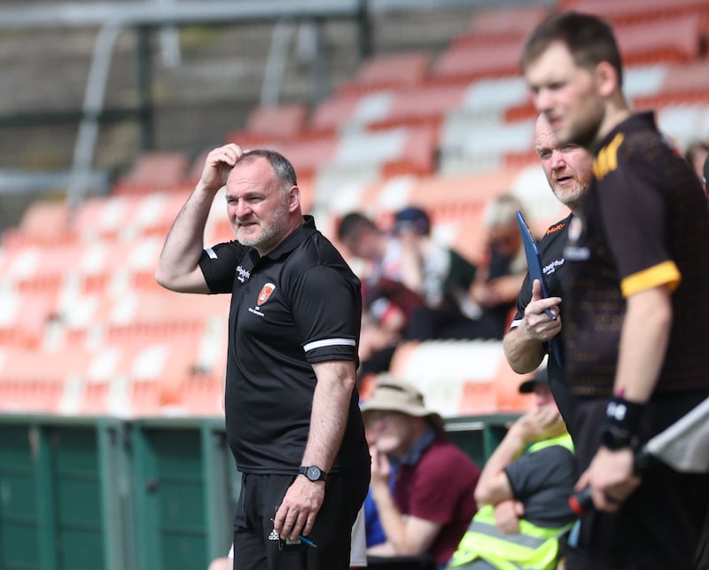 2024 Ulster GAA Minor Championship Playoffs Quarter Final 2.
Armagh  Minor Manager Aidan O’Rourke  during Saturday's game at the  Athletic Grounds in Armagh.
PICTURE COLM LENAGHAN
