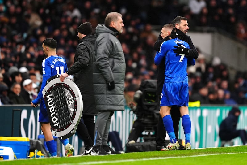 Jamie Vardy (right) levelled early in the second half