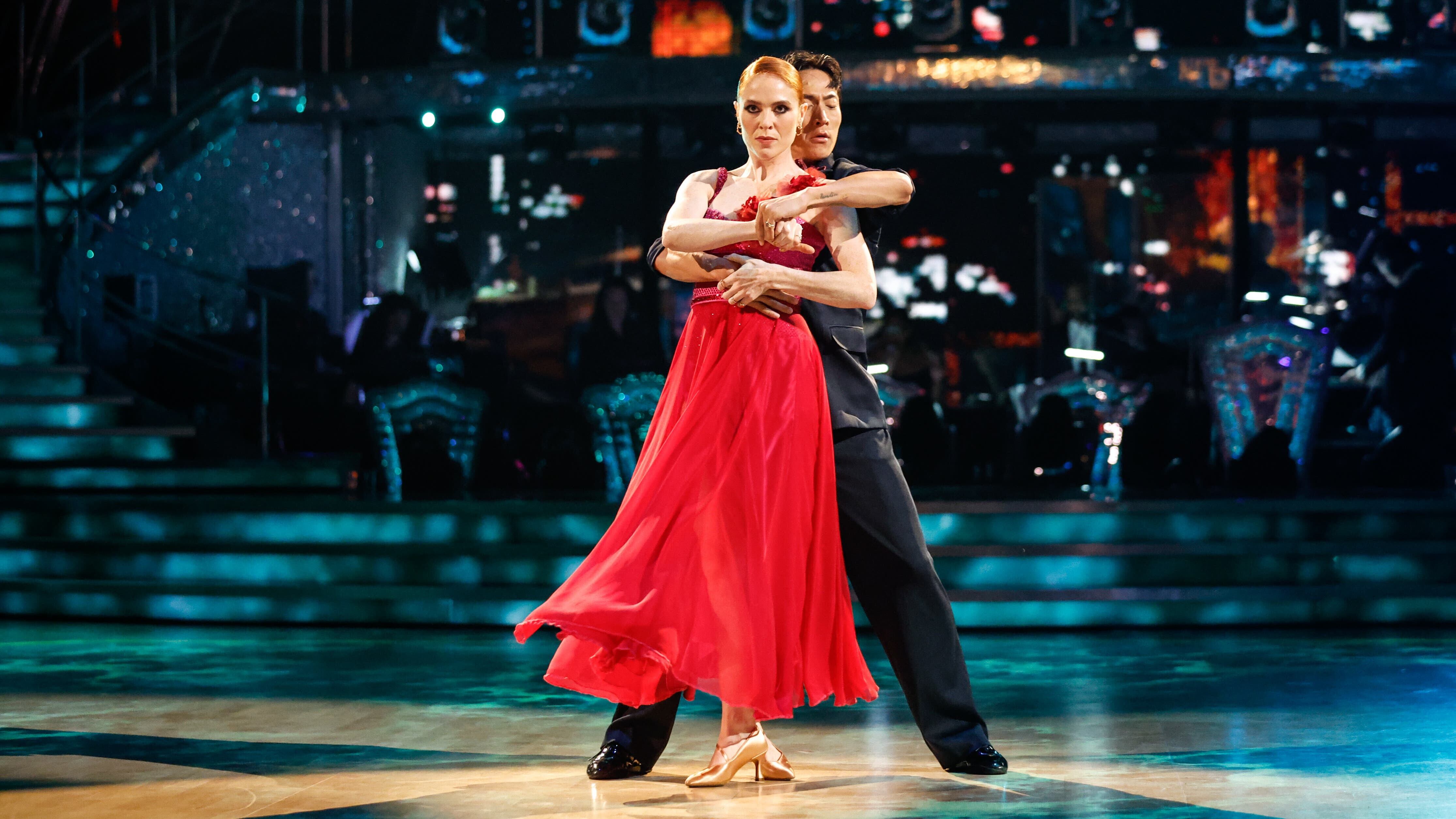Angela Scanlon and Carlos Gu during Strictly Come Dancing’s live show on Saturday (Guy Levy/BBC/PA)