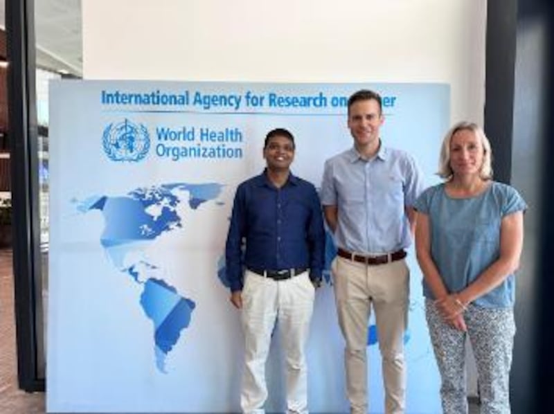 Dr Ismail Hosen from the University of Dhaka, Dr Dan Middleton from Queen's University and Dr Florence Le Calvez-Kelm from the International Agency for Research on Cancer who first developed the UroScan test.