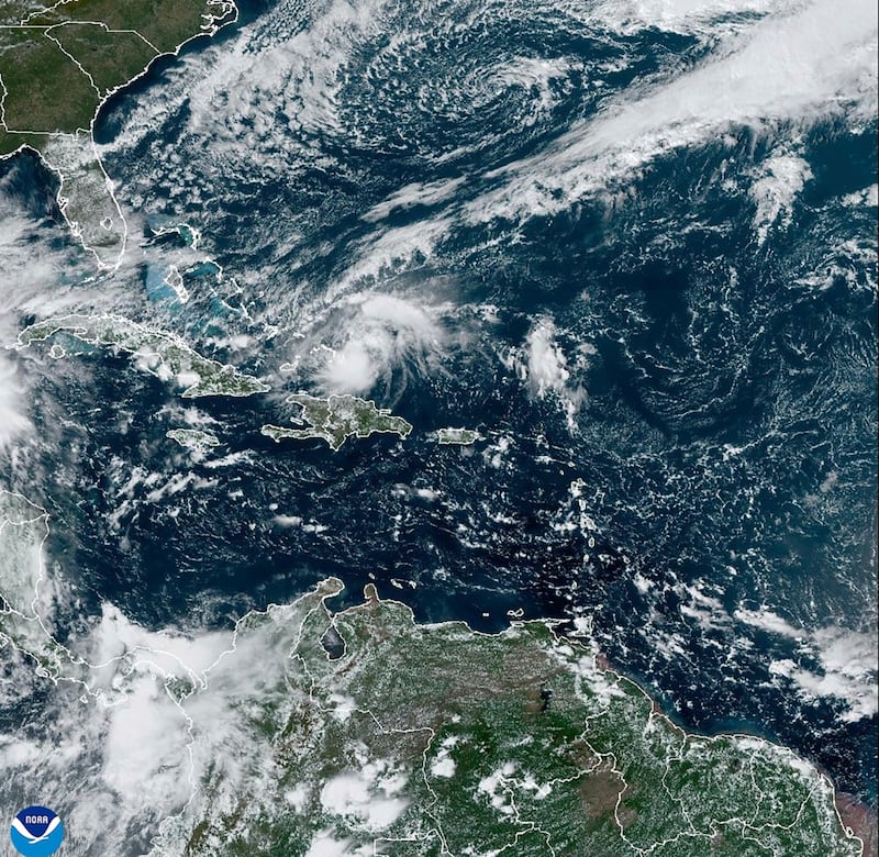 This satellite image provided by NOAA on Saturday shows Hurricane Oscar. (NOAA via AP)