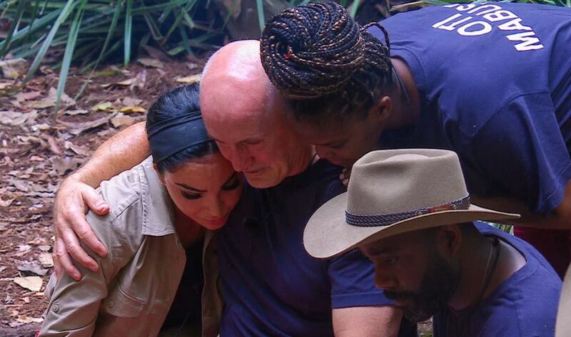 Former boxing champion Barry McGuigan was comforted by his campmates as he discussed his late daughter. (ITV)