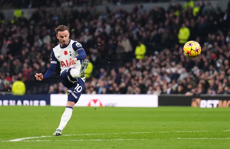 Substitute James Maddison scored Spurs’ fourth with a superb free-kick