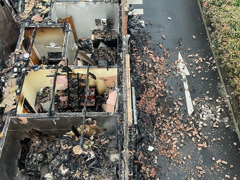 Greenisland Church of Ireland was extensively damaged in an overnight fire. Picture by the Northern Ireland Fire and Rescue Service