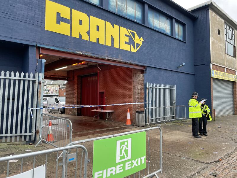 Police outside the Crane club a day after the alleged murder