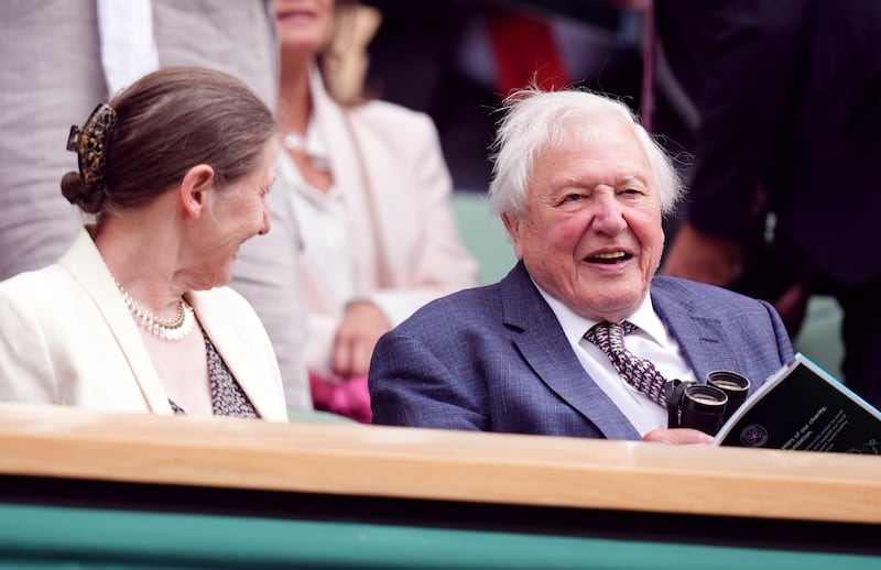 Sir David Attenborough and his daughter Susan in the royal box on Centre Court