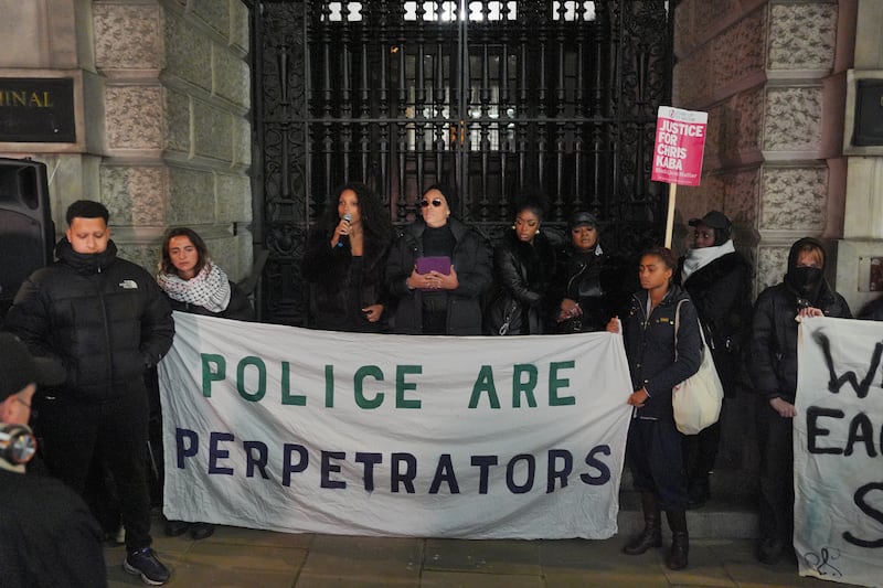 Friends and family of Chris Kaba demonstrate outside the Old Bailey