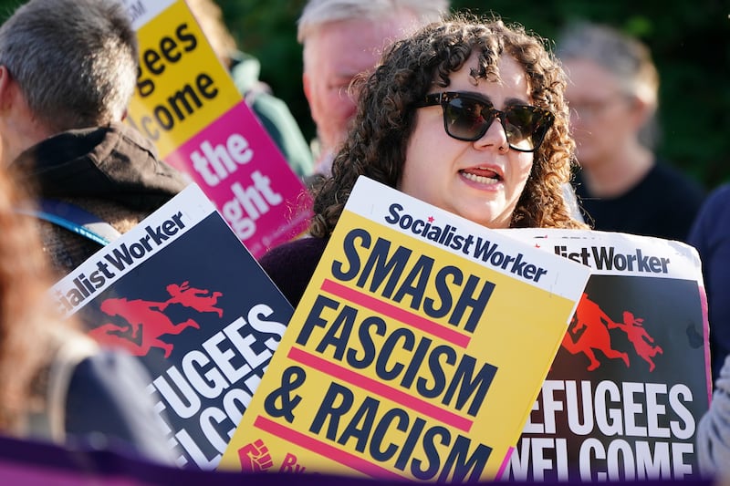 Campaign group Stand Up to Racism organised the counter-protest outside the Cairn Hotel in Bathgate