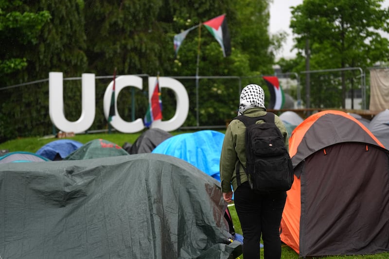 Students have set up tents in the grounds of University College Dublin