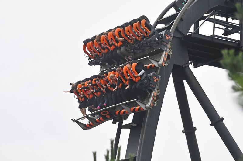 A graduation ceremony on Alton Towers' Oblivion rollercoaster