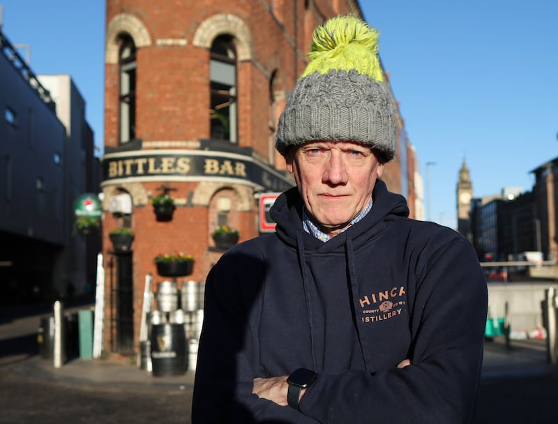 Owner John Bittles of Bittles Bar on Church Street in Belfast.
PICTURE COLM LENAGHAN