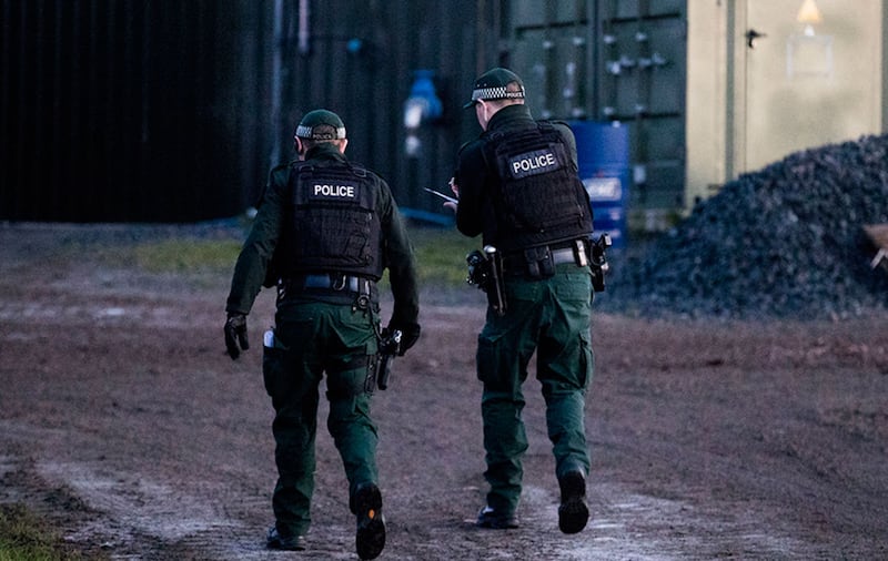 PSNI officers raiding a property as part of one of the largest money laundering operations in the north. Picture by Liam McBurney/PA Wire&nbsp;