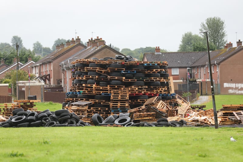 Tyres on a Bonfire in The Steeple estate area of Antrim.