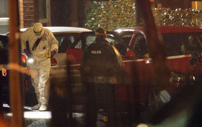 Police at the scene of the shooting in the Cliftonville Road area of north Belfast. Picture by Stephen Davison/Pacemaker