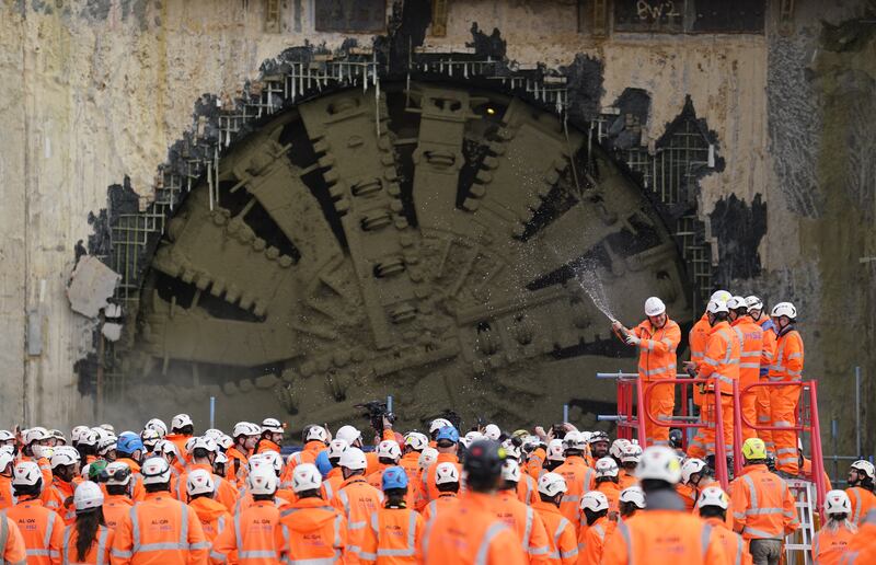 The boring machine completes its journey under the Chiltern Hills – the Lib Dems have said they would review the cancellation of HS2’s northern leg