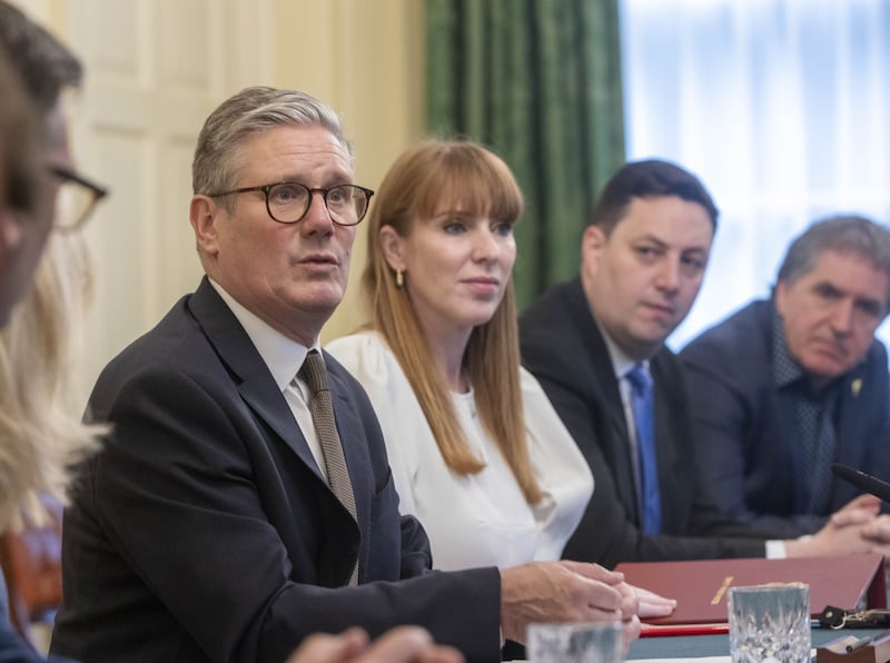 Prime Minister Sir Keir Starmer (left) and Deputy Prime Minister Angela Rayner during a meeting with English regional mayors, Ben Houchen Mayor of the Tees Valley and Steve Rotheram (right) Mayor of the Liverpool City Region, at No 10 Downing Street in Westminster, central London