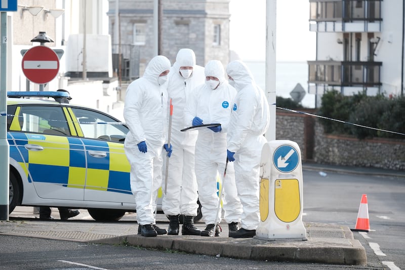 Forensic officers in West Hoe, Plymouth