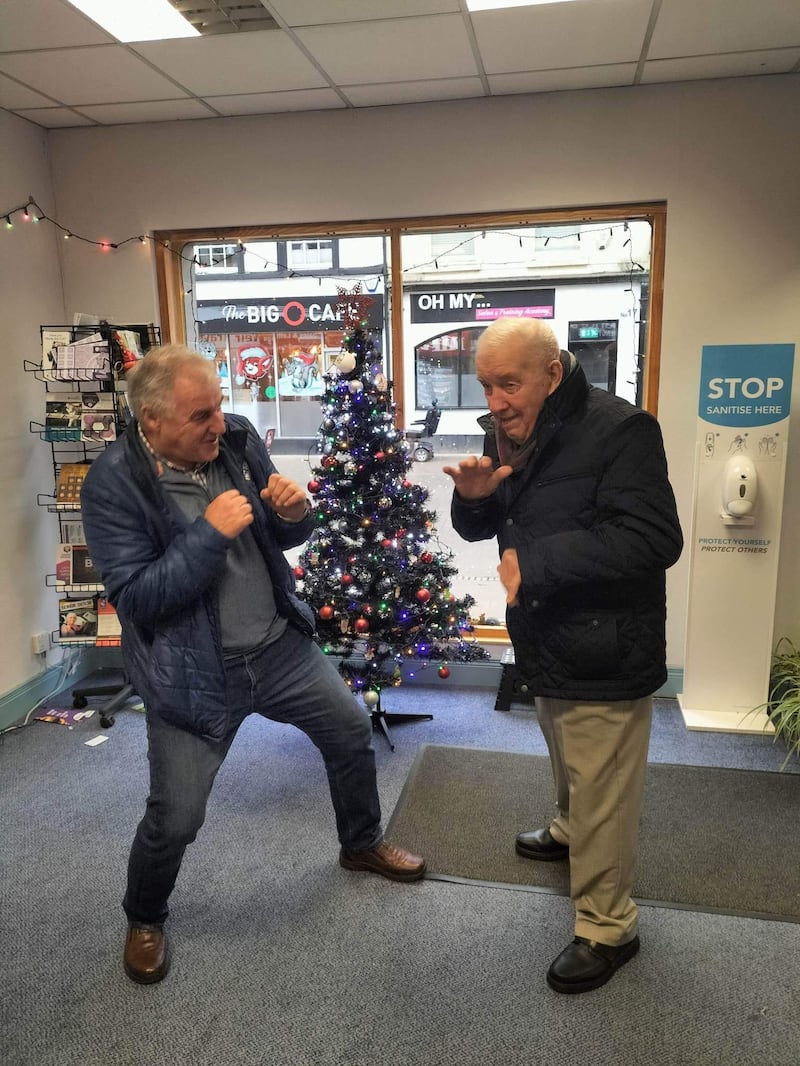 Gerry McLaughlin with his old council sparring partner Maurice Bradley, now a DUP MLA