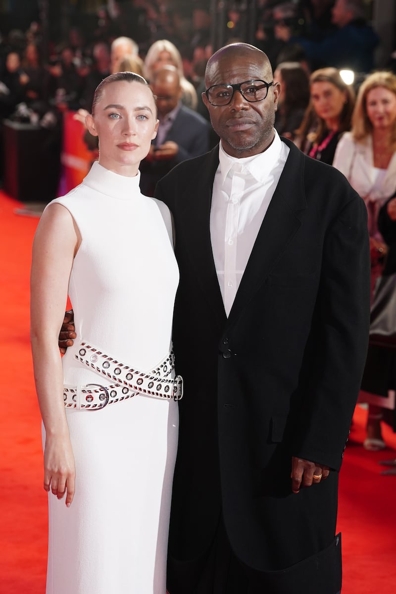 Saoirse Ronan and Sir Steve McQueen at the BFI London Film Festival opening night gala of Blitz