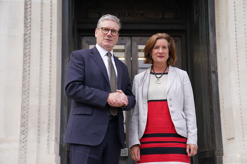 Prime Minister Sir Keir Starmer meeting First Minister of Wales Eluned Morgan during a visit to Cathays Park in Cardiff