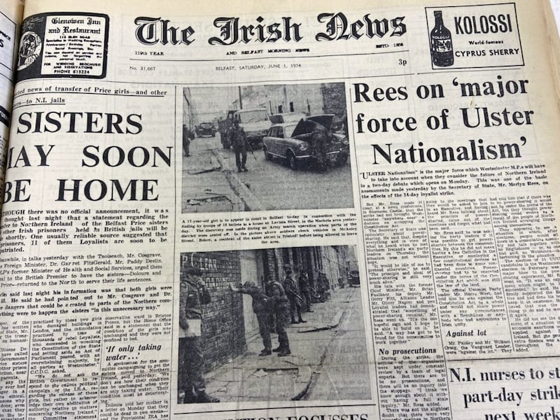 The Irish News of 1974 reports on the Ulster Worker Council strike 