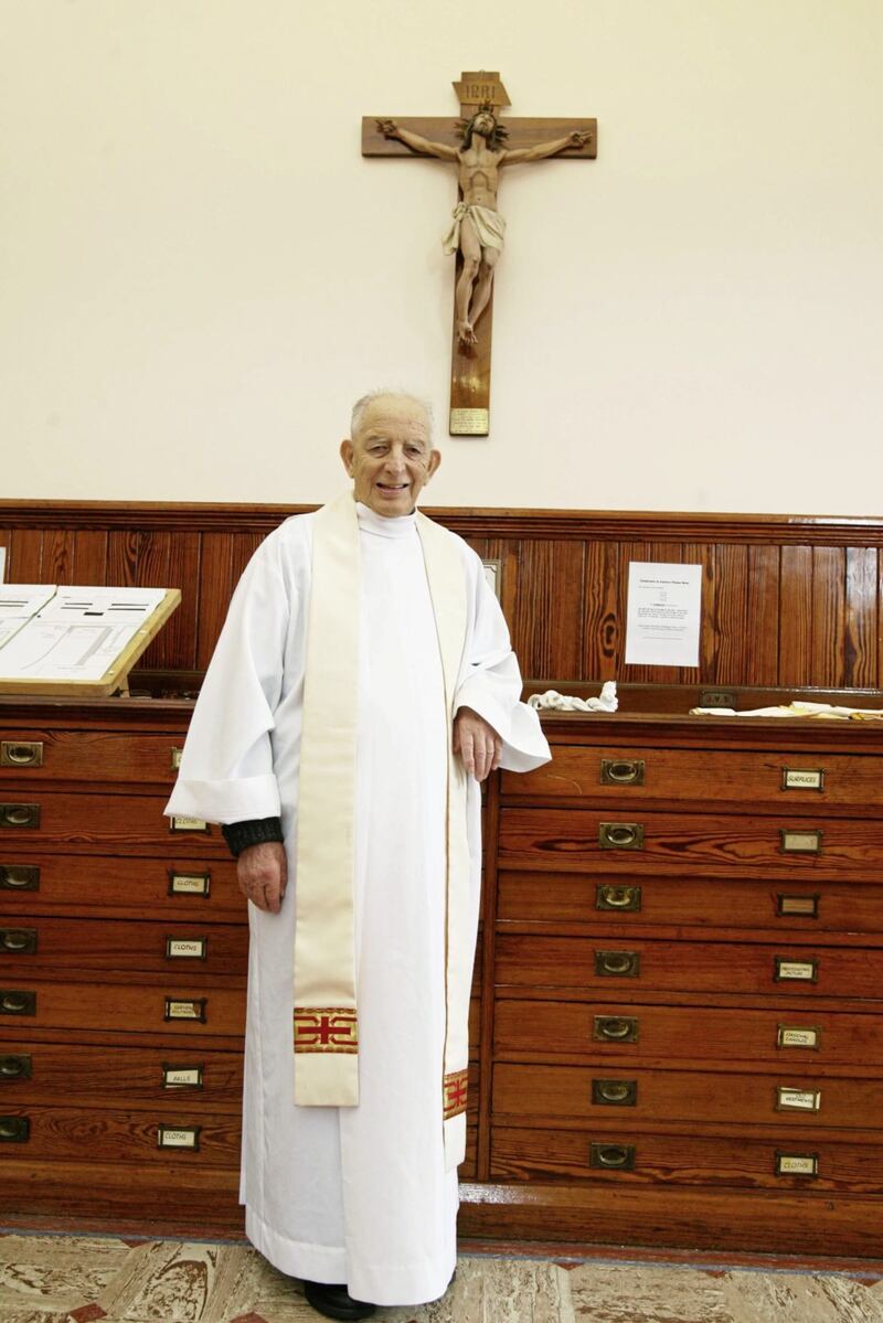 Fr Alec Reid photographed in 2012 during the Novena at Clonard Monastery. The Redemptorist, who died in November 2013, played a significant role in the peace process. Picture by Mal McCann. 