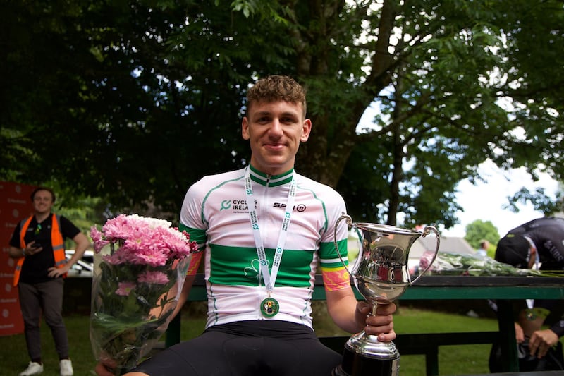 Darren Rafferty after winning the Irish National Road Race