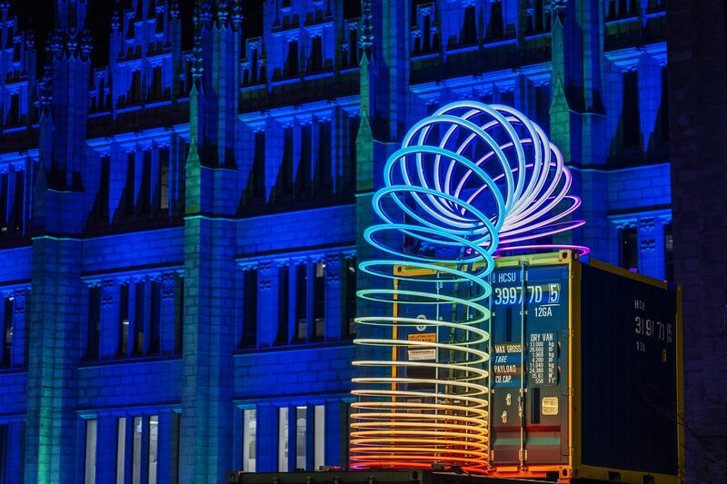 End Over End, created by Studio Vertigo, is a giant illuminated slinky