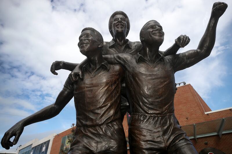 A statue commemorating the impact of Brendon Batson and his team-mates Cyrille Regis and Laurie Cunningham, collectively nicknamed ‘The Three Degrees’, stands in West Bromwich town centre