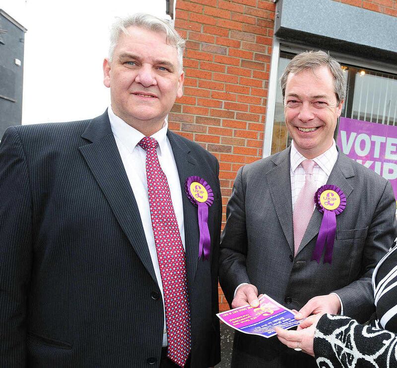 Newry councillor Henry Reilly pictured with Ukip leader Nigel Farage before his expulsion from the party 