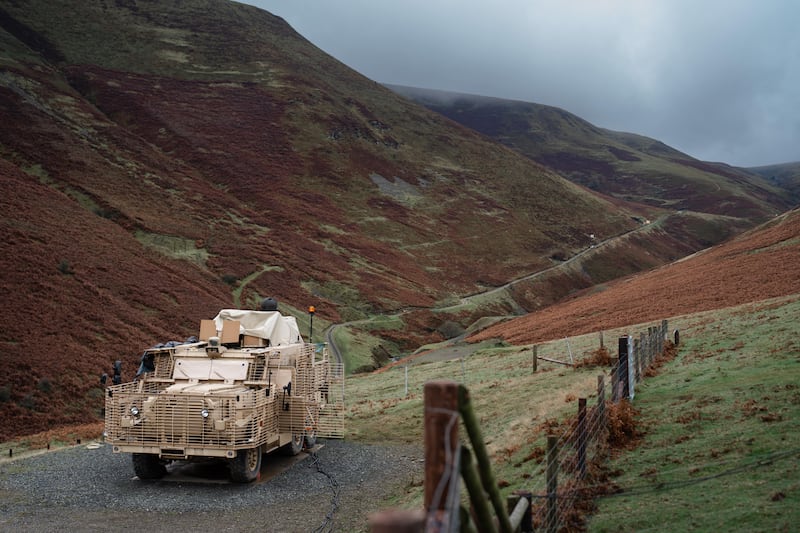 The laser weapon was mounted on a Wolfhound vehicle