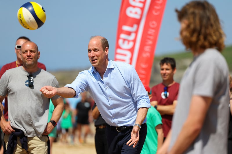 William playing volleyball during a visit to Fistrall Beach in Newquay